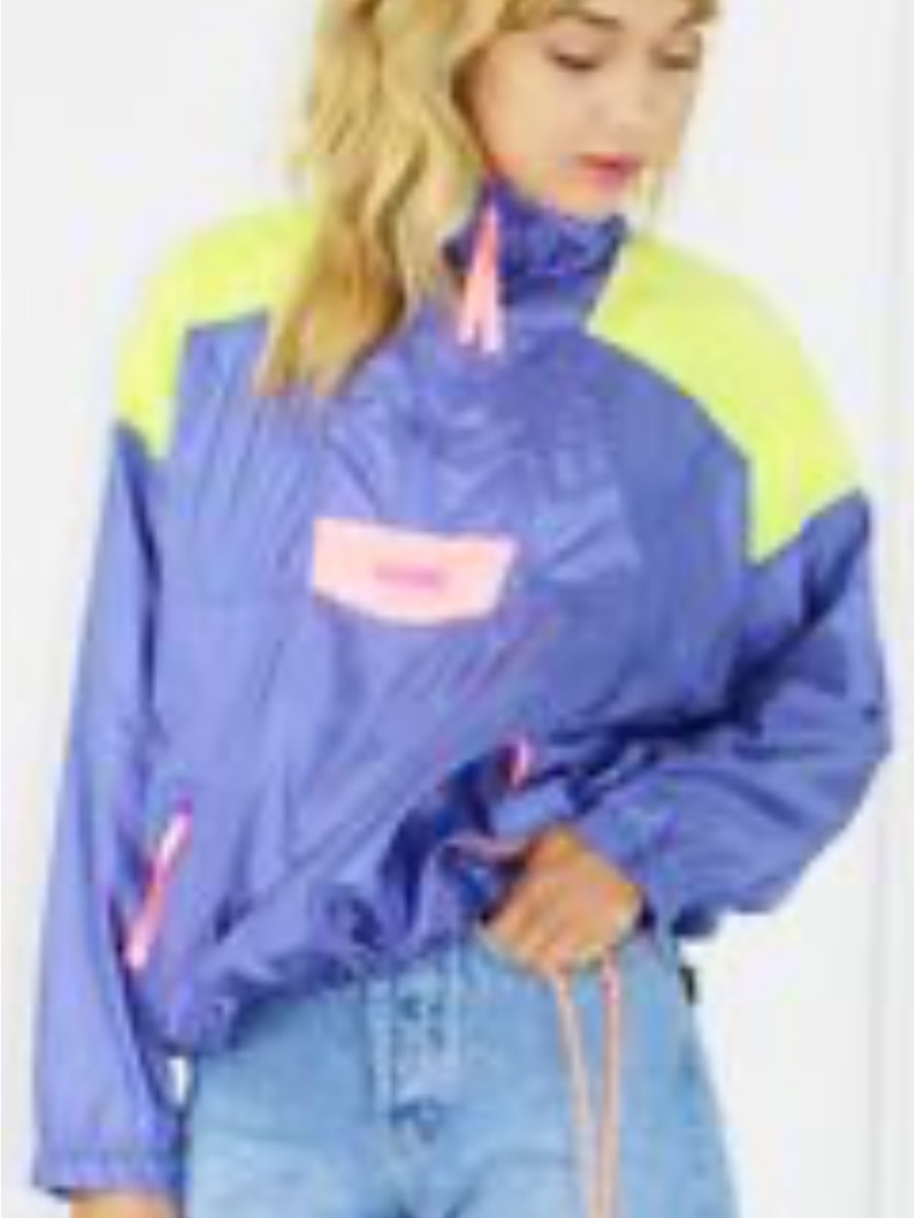 Columbia women’s 90’s vintage Windbreaker Jacket in Purple, Neon Green & Coral - Picture 8 of 8